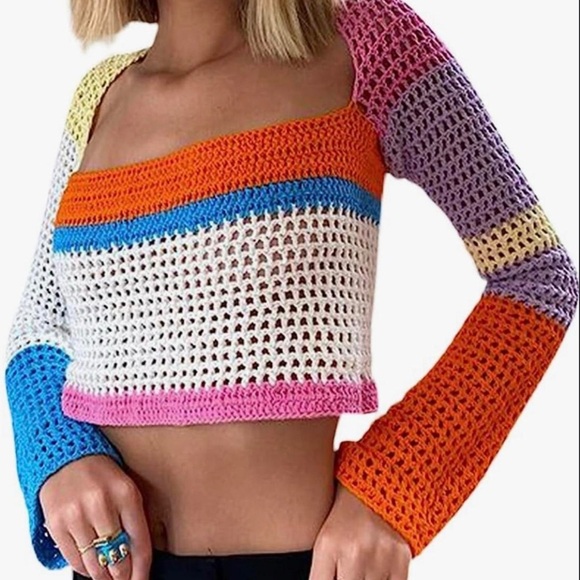 interdee Tops - 🖤Multicolor Crochet Women's Crop Top
